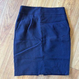 Express Pencil Mini Skirt Navy Diamond Pattern Size 6
